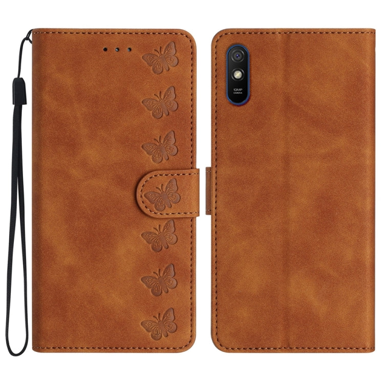 Seven Butterflies Embossed Leather Phone Case, For Xiaomi Redmi Note 9 5G / Note 9T, For Xiaomi Mi 10T Lite, For Xiaomi Mi 10T / 10T Pro, For Xiaomi Redmi 9A, For Xiaomi Redmi 9, For Xiaomi Redmi 9C, For Xiaomi Redmi Note 8T