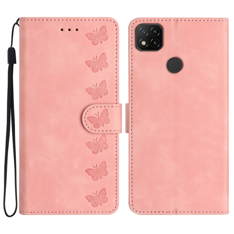 Seven Butterflies Embossed Leather Phone Case, For Xiaomi Redmi Note 9 5G / Note 9T, For Xiaomi Mi 10T Lite, For Xiaomi Mi 10T / 10T Pro, For Xiaomi Redmi 9A, For Xiaomi Redmi 9, For Xiaomi Redmi 9C, For Xiaomi Redmi Note 8T