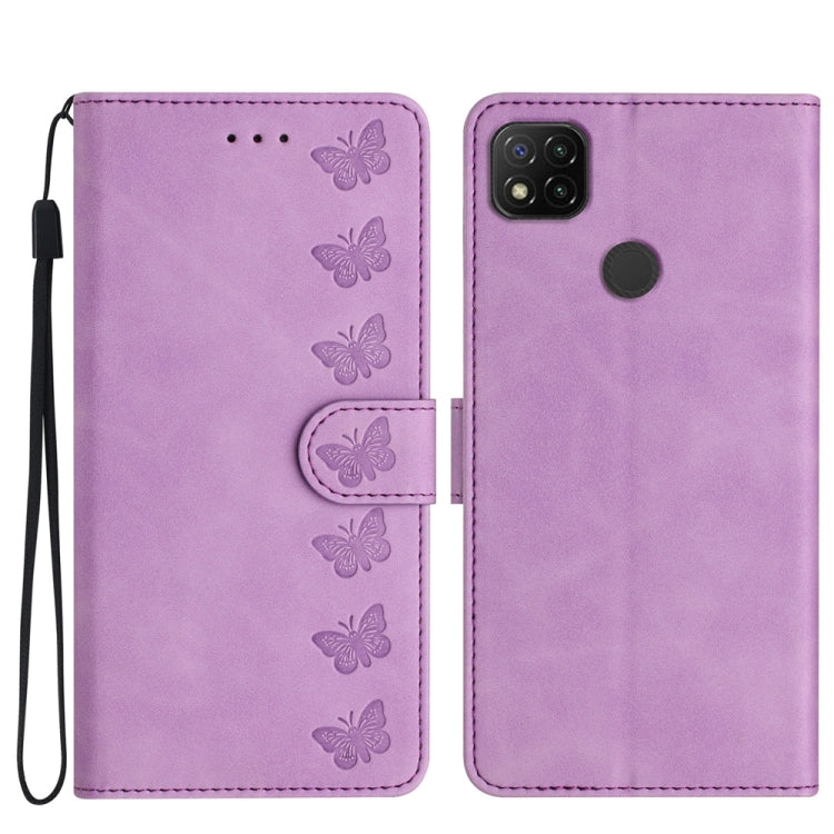 Seven Butterflies Embossed Leather Phone Case, For Xiaomi Redmi Note 9 5G / Note 9T, For Xiaomi Mi 10T Lite, For Xiaomi Mi 10T / 10T Pro, For Xiaomi Redmi 9A, For Xiaomi Redmi 9, For Xiaomi Redmi 9C, For Xiaomi Redmi Note 8T