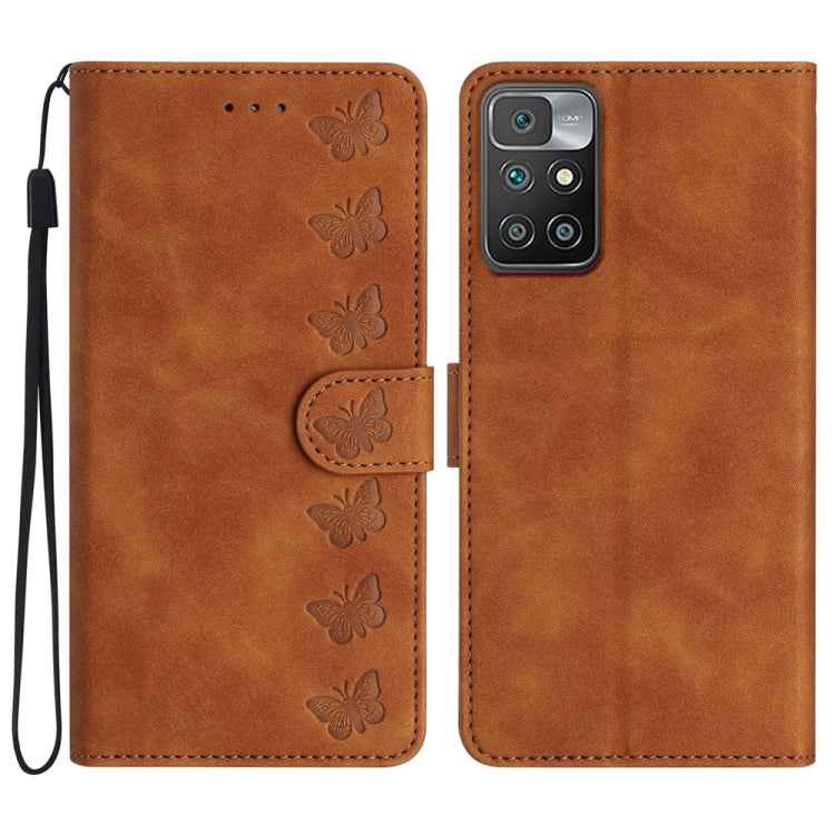 Seven Butterflies Embossed Leather Phone Case, For Xiaomi 11T / 11T Pro, For Xiaomi Redmi 10, For Xiaomi Mi 11 Ultra, For Xiaomi Mi 11 Pro, For Xiaomi Redmi Note 10 5G, For Xiaomi Redmi 9A, For Xiaomi Redmi 9, For Xiaomi Redmi 9C