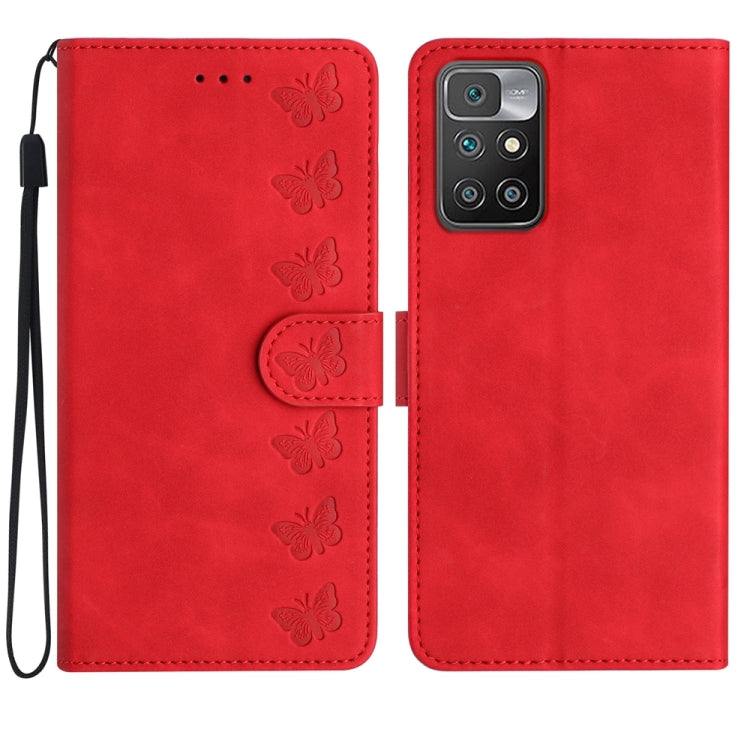 Seven Butterflies Embossed Leather Phone Case, For Xiaomi 11T / 11T Pro, For Xiaomi Redmi 10, For Xiaomi Mi 11 Ultra, For Xiaomi Mi 11 Pro, For Xiaomi Redmi Note 10 5G, For Xiaomi Redmi Note 10 4G, For Xiaomi Redmi Note 10 Pro, For Xiaomi Redmi K40