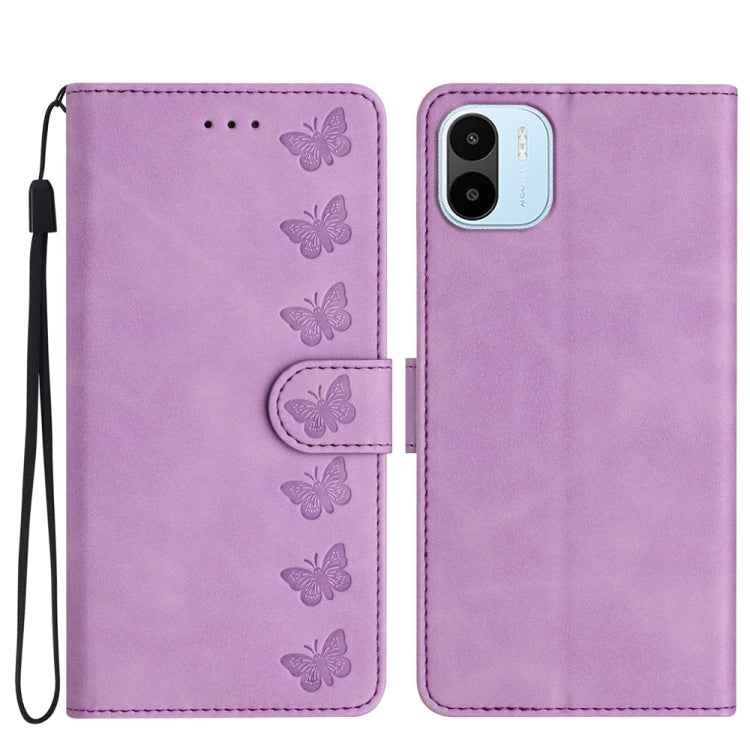 Seven Butterflies Embossed Leather Phone Case, For Xiaomi Redmi A1, For Xiaomi Redmi Note 11 Pro 5G Global, For Xiaomi 12 Lite, For Xiaomi Redmi 10A, For Xiaomi Redmi 10C, For Xiaomi Redmi Note 11 5G, For Xiaomi Redmi 10 2022, For Xiaomi 12 Pro