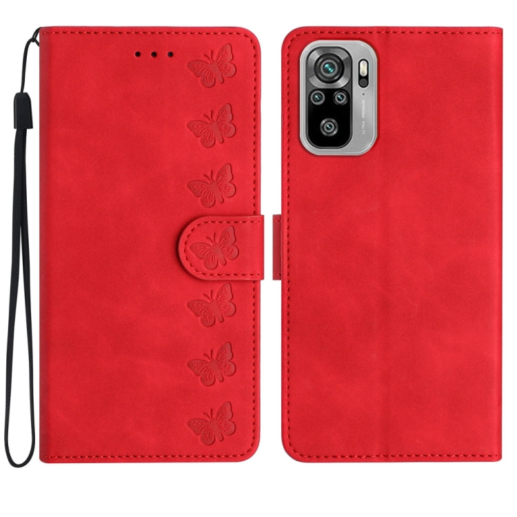 Seven Butterflies Embossed Leather Phone Case, For Xiaomi 11T / 11T Pro, For Xiaomi Redmi 10, For Xiaomi Mi 11 Ultra, For Xiaomi Mi 11 Pro, For Xiaomi Redmi Note 10 5G, For Xiaomi Redmi Note 10 4G, For Xiaomi Redmi Note 10 Pro, For Xiaomi Redmi K40