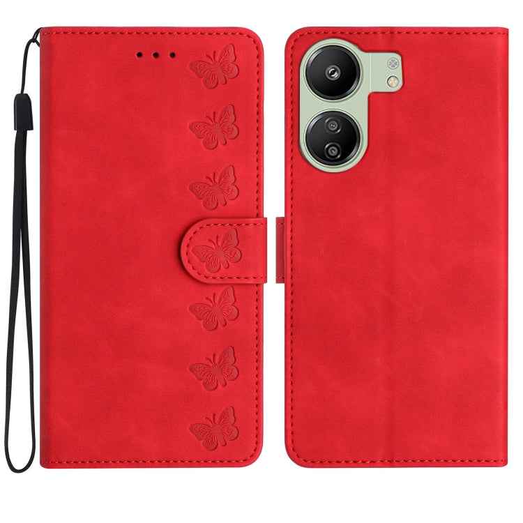 Seven Butterflies Embossed Leather Phone Case, For Xiaomi Redmi 13C 4G, For Xiaomi 13T, For Xiaomi Mi 11 Lite, For Xiaomi Redmi Note 12 Pro 5G Global, For Xiaomi Redmi Note 12 5G Global, For Xiaomi 13 Pro, For Xiaomi 13, For Xiaomi 12T / 12T Pro