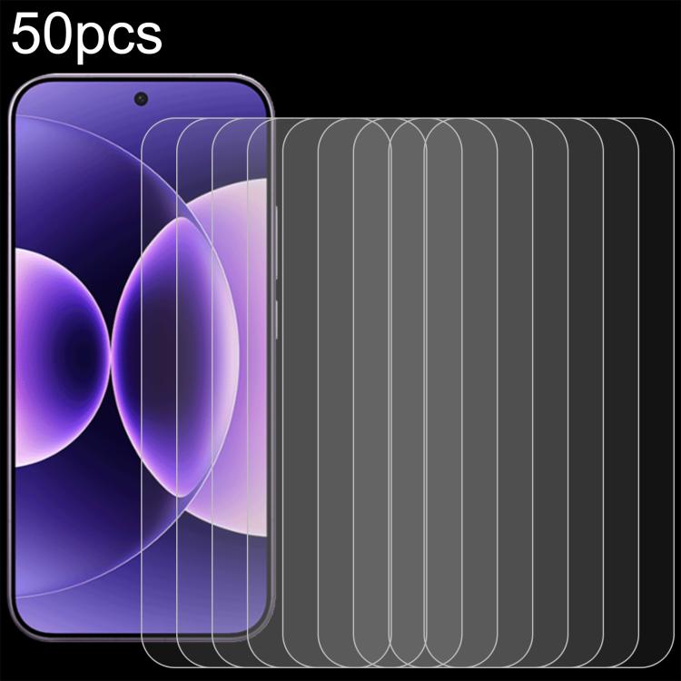 50pcs 0.26mm 9H 2.5D Tempered Glass Film, For Xiaomi Poco M8s 5G, For Xiaomi Poco C81 Pro 4G, For Redmi A7 Pro 171mm / Poco C85x 5G, For Redmi R70 5G / R70m 5G, For Xiaomi Poco C85x 5G, For Redmi Note 15 Special 5G, For Redmi 15a 5G, For Xiaomi 17T 5G ...