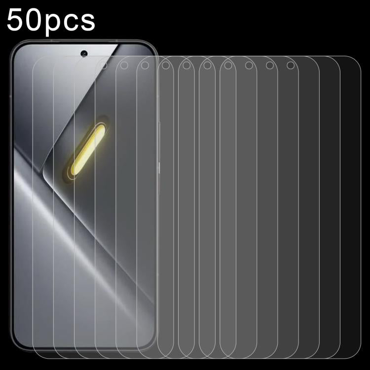 50pcs 0.26mm 9H 2.5D Tempered Glass Film, For Xiaomi C81 Pro 4G, For Redmi A7 Pro 171mm / Poco C85x 5G, For Redmi R70 5G / R70m 5G, For Xiaomi Poco C85x 5G, For Redmi Note 15 Special 5G, For Redmi 15a 5G, For Xiaomi 17T 5G, For Xiaomi Poco X8 Pro Max 5...