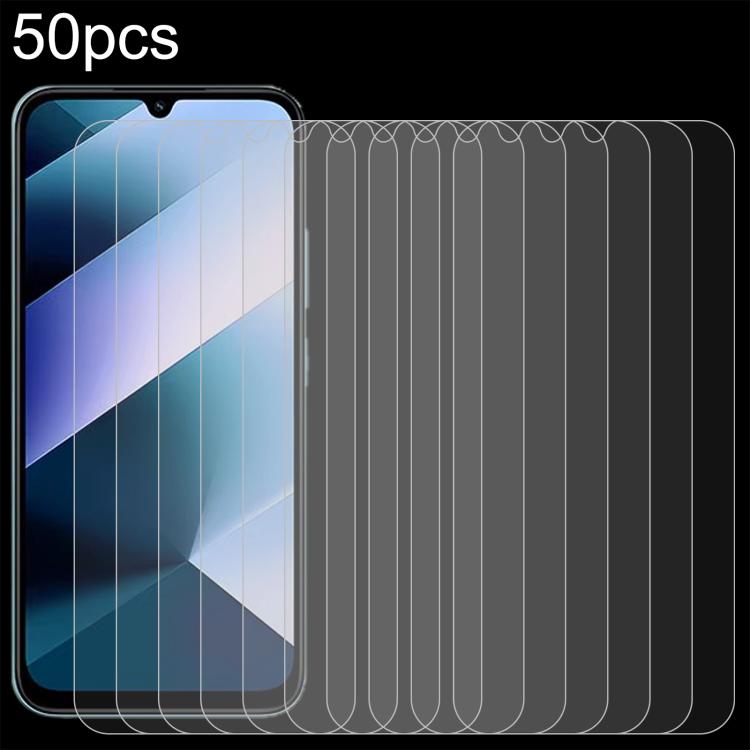 50pcs 0.26mm 9H 2.5D Tempered Glass Film, For Xiaomi C81 Pro 4G, For Redmi A7 Pro 171mm / Poco C85x 5G, For Redmi R70 5G / R70m 5G, For Xiaomi Poco C85x 5G, For Redmi Note 15 Special 5G, For Redmi 15a 5G, For Xiaomi 17T 5G, For Xiaomi Poco X8 Pro Max 5...