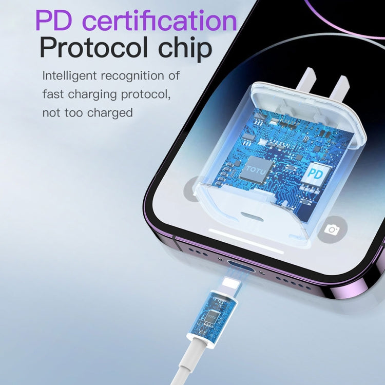 TOTU PD 20W Type-C Port Charger with Type-C to 8 Pin Data Cable Set