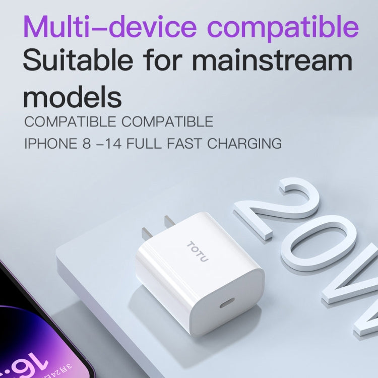 TOTU PD 20W Type-C Port Charger with Type-C to 8 Pin Data Cable Set