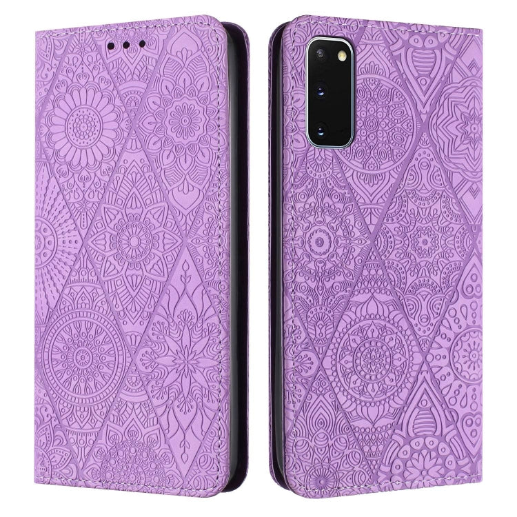 Ethnic Embossed Adsorption Leather Phone Case, For Samsung Galaxy S20, For Samsung Galaxy S20+, For Samsung Galaxy S20 FE, For Samsung Galaxy S20 Ultra, For Samsung Galaxy A02s 166mm, For Samsung Galaxy A03s 166mm, For Samsung Galaxy A12 5G            ...