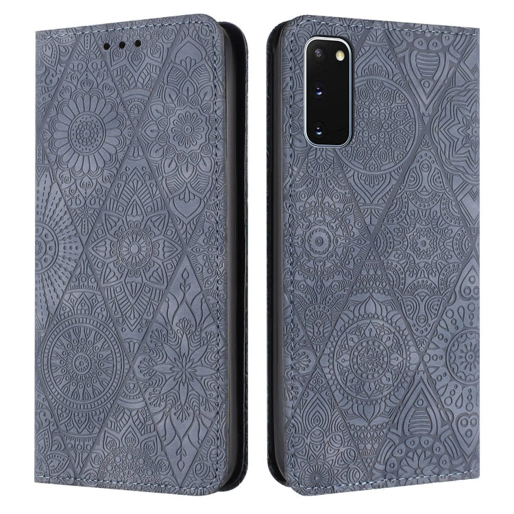 Ethnic Embossed Adsorption Leather Phone Case, For Samsung Galaxy S20, For Samsung Galaxy S20+, For Samsung Galaxy S20 FE, For Samsung Galaxy S20 Ultra, For Samsung Galaxy A02s 166mm, For Samsung Galaxy A03s 166mm, For Samsung Galaxy A12 5G            ...