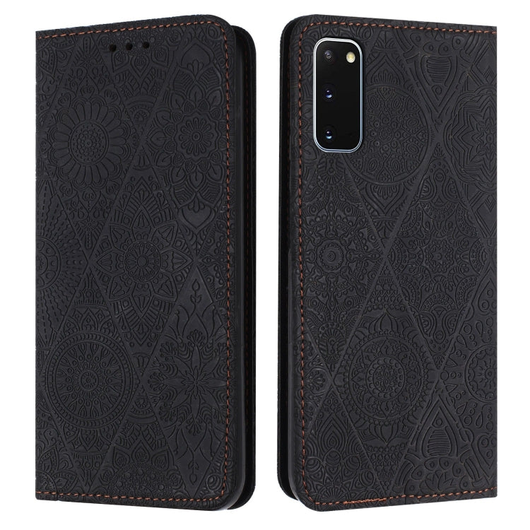 Ethnic Embossed Adsorption Leather Phone Case, For Samsung Galaxy S20, For Samsung Galaxy S20+, For Samsung Galaxy S20 FE, For Samsung Galaxy S20 Ultra, For Samsung Galaxy A02s 166mm, For Samsung Galaxy A03s 166mm, For Samsung Galaxy A12 5G            ...