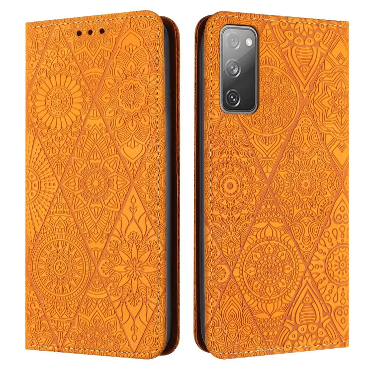 Ethnic Embossed Adsorption Leather Phone Case, For Samsung Galaxy S20, For Samsung Galaxy S20+, For Samsung Galaxy S20 FE, For Samsung Galaxy S20 Ultra, For Samsung Galaxy A02s 166mm, For Samsung Galaxy A03s 166mm, For Samsung Galaxy A12 5G            ...
