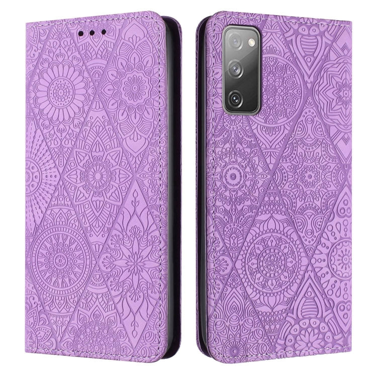Ethnic Embossed Adsorption Leather Phone Case, For Samsung Galaxy S20, For Samsung Galaxy S20+, For Samsung Galaxy S20 FE, For Samsung Galaxy S20 Ultra, For Samsung Galaxy A02s 166mm, For Samsung Galaxy A03s 166mm, For Samsung Galaxy A12 5G            ...