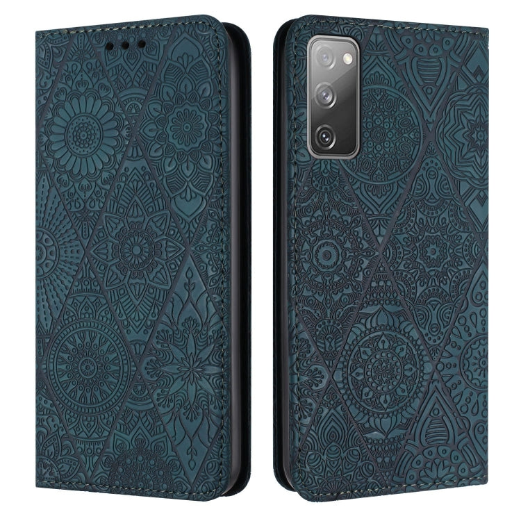 Ethnic Embossed Adsorption Leather Phone Case, For Samsung Galaxy S20, For Samsung Galaxy S20+, For Samsung Galaxy S20 FE, For Samsung Galaxy S20 Ultra, For Samsung Galaxy A02s 166mm, For Samsung Galaxy A03s 166mm, For Samsung Galaxy A12 5G            ...