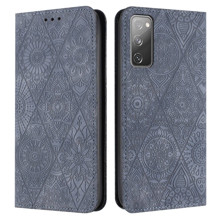Ethnic Embossed Adsorption Leather Phone Case, For Samsung Galaxy S20, For Samsung Galaxy S20+, For Samsung Galaxy S20 FE, For Samsung Galaxy S20 Ultra, For Samsung Galaxy A02s 166mm, For Samsung Galaxy A03s 166mm, For Samsung Galaxy A12 5G            ...