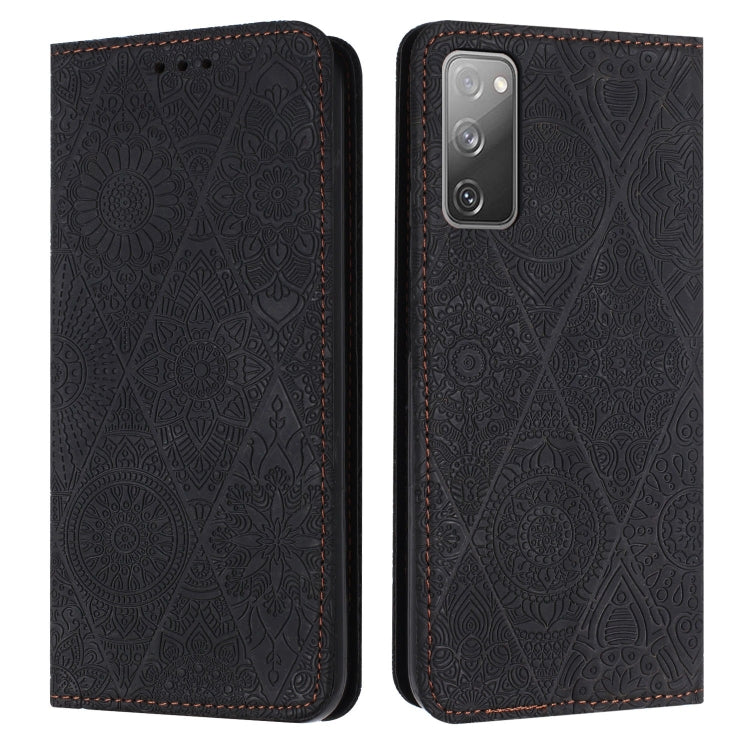 Ethnic Embossed Adsorption Leather Phone Case, For Samsung Galaxy S20, For Samsung Galaxy S20+, For Samsung Galaxy S20 FE, For Samsung Galaxy S20 Ultra, For Samsung Galaxy A02s 166mm, For Samsung Galaxy A03s 166mm, For Samsung Galaxy A12 5G            ...