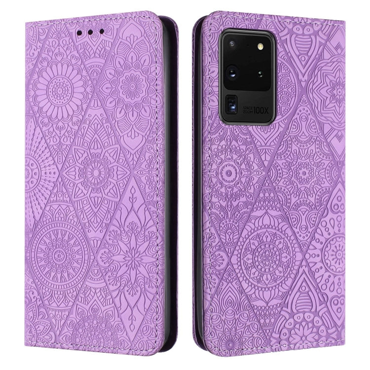 Ethnic Embossed Adsorption Leather Phone Case, For Samsung Galaxy S20, For Samsung Galaxy S20+, For Samsung Galaxy S20 FE, For Samsung Galaxy S20 Ultra, For Samsung Galaxy A02s 166mm, For Samsung Galaxy A03s 166mm, For Samsung Galaxy A12 5G            ...