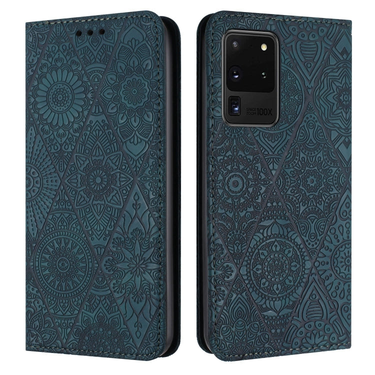 Ethnic Embossed Adsorption Leather Phone Case, For Samsung Galaxy S20, For Samsung Galaxy S20+, For Samsung Galaxy S20 FE, For Samsung Galaxy S20 Ultra, For Samsung Galaxy A02s 166mm, For Samsung Galaxy A03s 166mm, For Samsung Galaxy A12 5G            ...