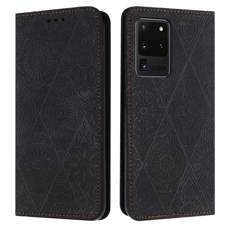 Ethnic Embossed Adsorption Leather Phone Case, For Samsung Galaxy S20, For Samsung Galaxy S20+, For Samsung Galaxy S20 FE, For Samsung Galaxy S20 Ultra, For Samsung Galaxy A02s 166mm, For Samsung Galaxy A03s 166mm, For Samsung Galaxy A12 5G            ...