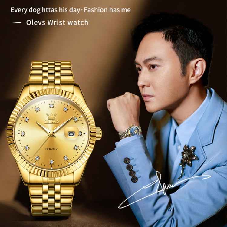 OLEVS 5526 Men Diamond Set Luminous Waterproof Quartz Watch