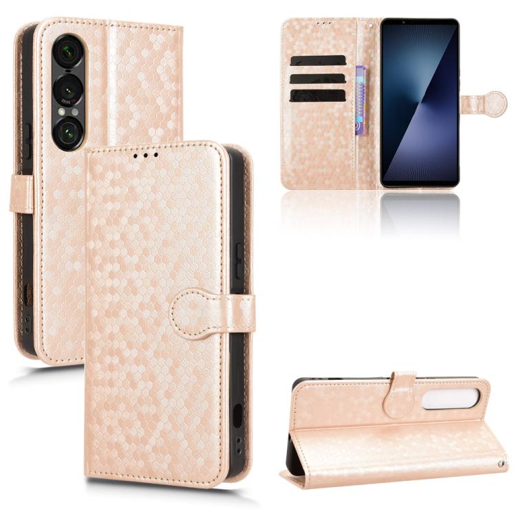 Honeycomb Dot Texture Leather Phone Case, For Sony Xperia 1 VIII, For Sony Xperia 10 VII, For Sony Xperia 1 VII, For Sony Xperia 10 VI, For Sony Xperia 1 VI, For Sony Xperia 1 V, For Sony Xperia 10 V