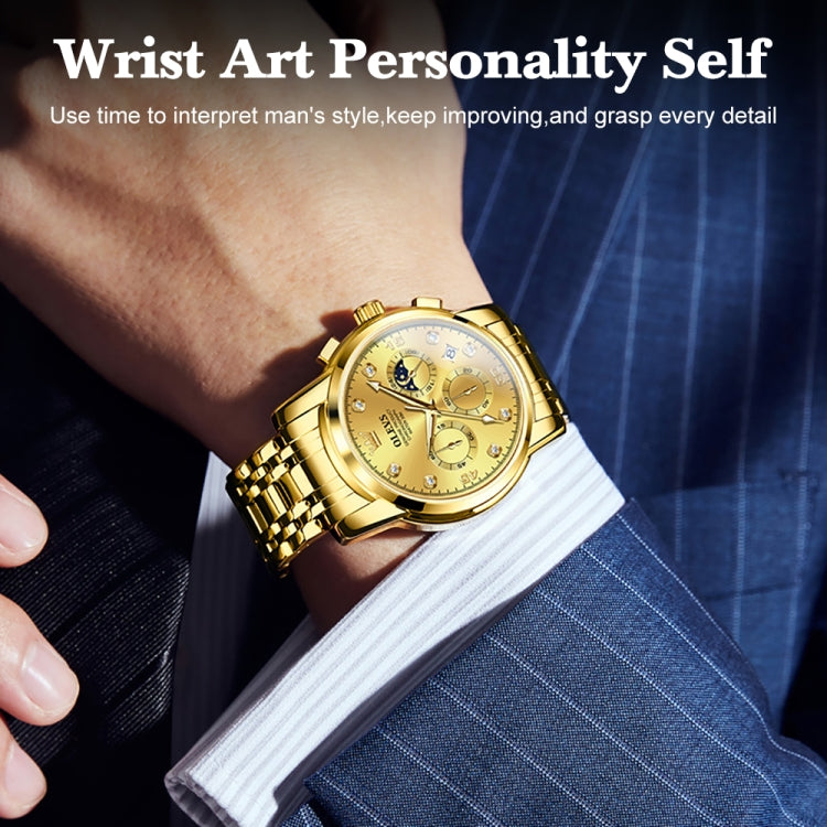 OLEVS 2889 Men Multifunctional Luminous Waterproof Quartz Watch