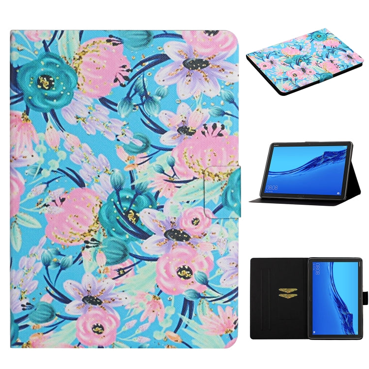 Flower Pattern Horizontal Flip Leather Case with Card Slots & Holder, For Huawei MediaPad M5 lite 10.1, For Huawei MediaPad T5, For Lenovo Tab M10, For Lenovo Tab M10 Plus, For Samsung Galaxy Tab A 8.0 2019, For Samsung Galaxy Tab A 10.1 (2019)        ...