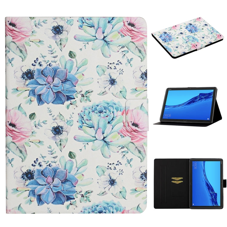 Flower Pattern Horizontal Flip Leather Case with Card Slots & Holder, For Huawei MediaPad M5 lite 10.1, For Huawei MediaPad T5, For Lenovo Tab M10, For Lenovo Tab M10 Plus, For Samsung Galaxy Tab A 8.0 2019, For Samsung Galaxy Tab A 10.1 (2019)        ...
