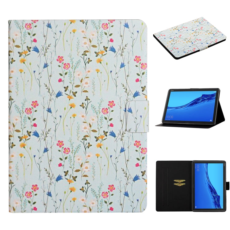 Flower Pattern Horizontal Flip Leather Case with Card Slots & Holder, For Huawei MediaPad M5 lite 10.1, For Huawei MediaPad T5, For Lenovo Tab M10, For Lenovo Tab M10 Plus, For Samsung Galaxy Tab A 8.0 2019, For Samsung Galaxy Tab A 10.1 (2019)        ...