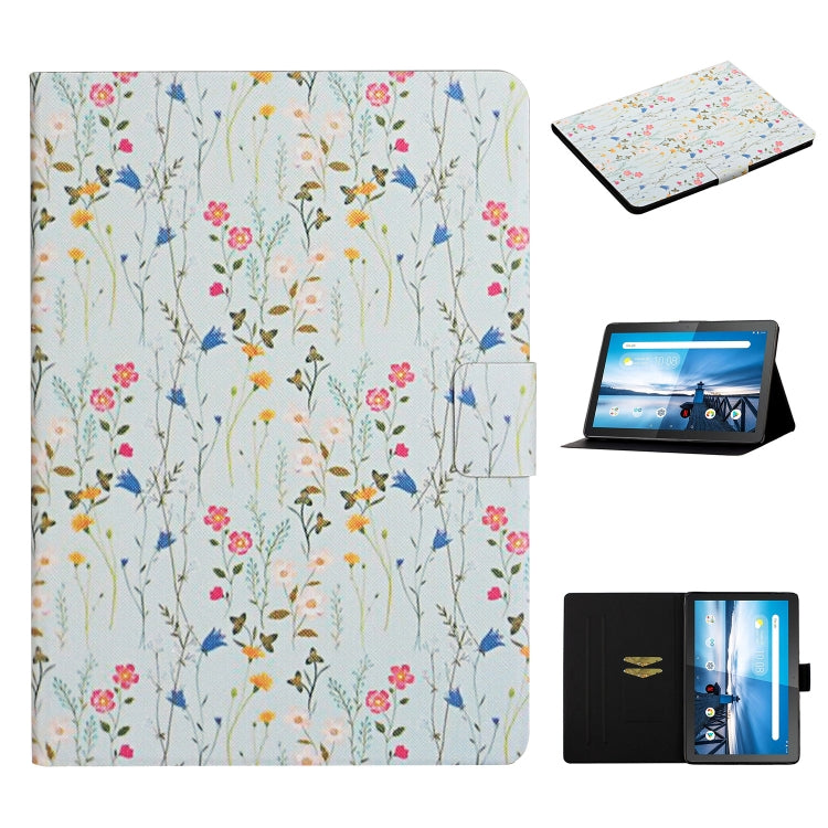 Flower Pattern Horizontal Flip Leather Case with Card Slots & Holder, For Huawei MediaPad M5 lite 10.1, For Huawei MediaPad T5, For Lenovo Tab M10, For Lenovo Tab M10 Plus, For Samsung Galaxy Tab A 8.0 2019, For Samsung Galaxy Tab A 10.1 (2019)        ...