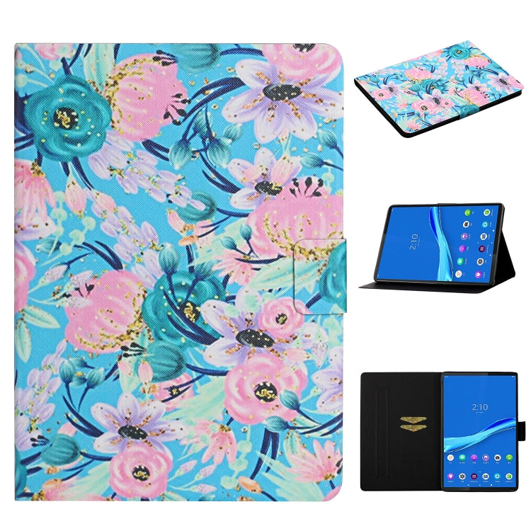 Flower Pattern Horizontal Flip Leather Case with Card Slots & Holder, For Huawei MediaPad M5 lite 10.1, For Huawei MediaPad T5, For Lenovo Tab M10, For Lenovo Tab M10 Plus, For Samsung Galaxy Tab A 8.0 2019, For Samsung Galaxy Tab A 10.1 (2019)        ...
