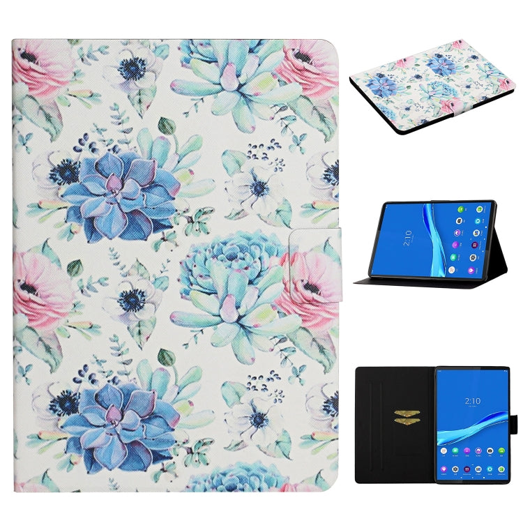 Flower Pattern Horizontal Flip Leather Case with Card Slots & Holder, For Huawei MediaPad M5 lite 10.1, For Huawei MediaPad T5, For Lenovo Tab M10, For Lenovo Tab M10 Plus, For Samsung Galaxy Tab A 8.0 2019, For Samsung Galaxy Tab A 10.1 (2019)        ...