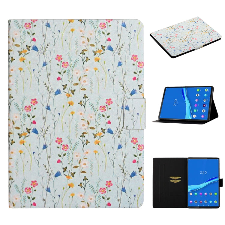 Flower Pattern Horizontal Flip Leather Case with Card Slots & Holder, For Huawei MediaPad M5 lite 10.1, For Huawei MediaPad T5, For Lenovo Tab M10, For Lenovo Tab M10 Plus, For Samsung Galaxy Tab A 8.0 2019, For Samsung Galaxy Tab A 10.1 (2019)        ...
