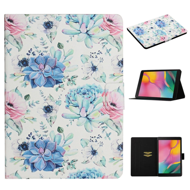 Flower Pattern Horizontal Flip Leather Case with Card Slots & Holder, For Huawei MediaPad M5 lite 10.1, For Huawei MediaPad T5, For Lenovo Tab M10, For Lenovo Tab M10 Plus, For Samsung Galaxy Tab A 8.0 2019, For Samsung Galaxy Tab A 10.1 (2019)        ...