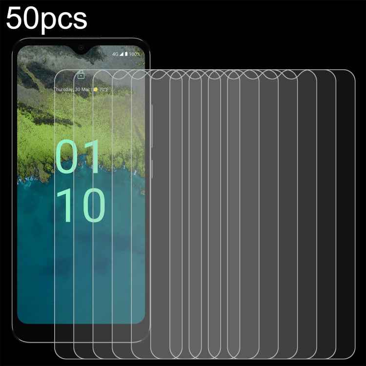 50pcs 0.26mm 9H 2.5D Tempered Glass Film, For Nokia C50 5G, For Nokia C210, For Nokia G310, For Nokia G42, For Nokia C110, For Nokia C300