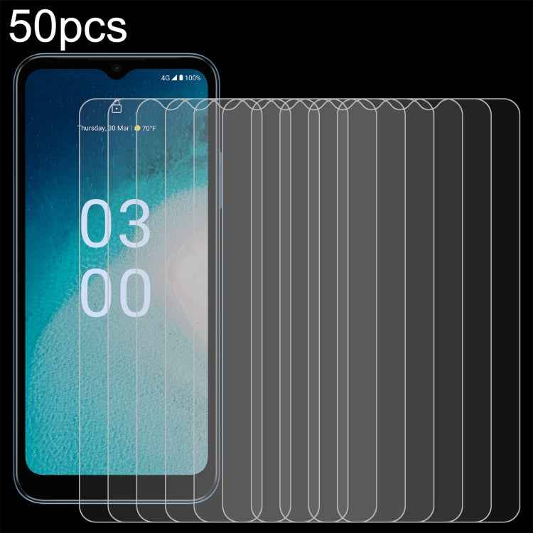 50pcs 0.26mm 9H 2.5D Tempered Glass Film, For Nokia C50 5G, For Nokia C210, For Nokia G310, For Nokia G42, For Nokia C110, For Nokia C300