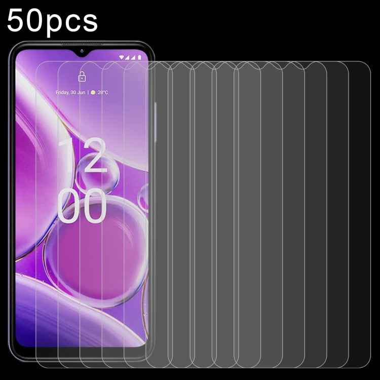 50pcs 0.26mm 9H 2.5D Tempered Glass Film, For Nokia C50 5G, For Nokia C210, For Nokia G310, For Nokia G42, For Nokia C110, For Nokia C300