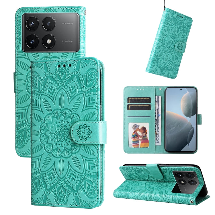 Embossed Sunflower Leather Phone Case, For Xiaomi Redmi A3, For Xiaomi Redmi Note13 Pro 4G Global/Poco M6 Pro 4G, For Xiaomi Redmi Note13 4G, For Xiaomi Redmi K70E, For Xiaomi 14 Ultra, For Xiaomi 14 Pro, For Xiaomi 14, For Xiaomi Redmi Note13 5G Globa...