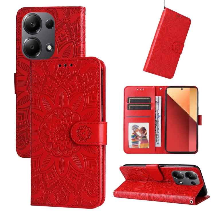 Embossed Sunflower Leather Phone Case, For Xiaomi Redmi A3, For Xiaomi Redmi Note13 Pro 4G Global/Poco M6 Pro 4G, For Xiaomi Redmi Note13 4G, For Xiaomi Redmi K70E, For Xiaomi 14 Ultra, For Xiaomi 14 Pro, For Xiaomi 14, For Xiaomi Redmi Note13 5G Globa...