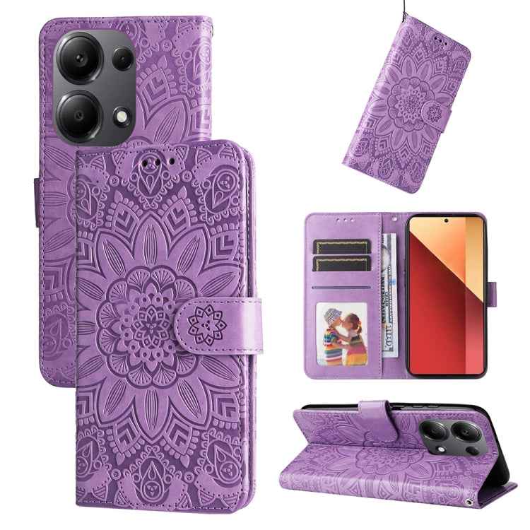 Embossed Sunflower Leather Phone Case, For Xiaomi Redmi A3, For Xiaomi Redmi Note13 Pro 4G Global/Poco M6 Pro 4G, For Xiaomi Redmi Note13 4G, For Xiaomi Redmi K70E, For Xiaomi 14 Ultra, For Xiaomi 14 Pro, For Xiaomi 14, For Xiaomi Redmi Note13 5G Globa...
