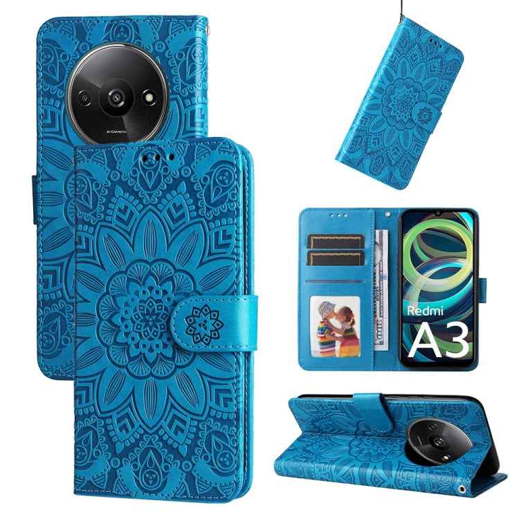 Embossed Sunflower Leather Phone Case, For Xiaomi Redmi A3, For Xiaomi Redmi Note13 Pro 4G Global/Poco M6 Pro 4G, For Xiaomi Redmi Note13 4G, For Xiaomi Redmi K70E, For Xiaomi 14 Ultra, For Xiaomi 14 Pro, For Xiaomi 14, For Xiaomi Redmi Note13 5G Globa...