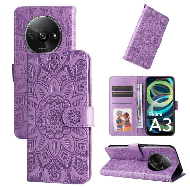 Embossed Sunflower Leather Phone Case, For Xiaomi Redmi A3, For Xiaomi Redmi Note13 Pro 4G Global/Poco M6 Pro 4G, For Xiaomi Redmi Note13 4G, For Xiaomi Redmi K70E, For Xiaomi 14 Ultra, For Xiaomi 14 Pro, For Xiaomi 14, For Xiaomi Redmi Note13 5G Globa...