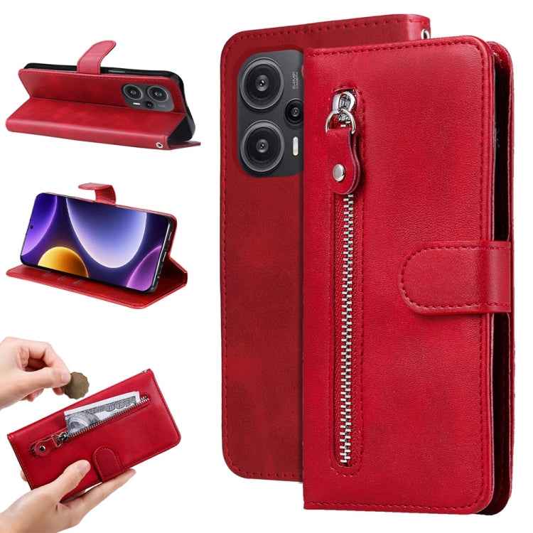 Calf Texture Zipper Leather Phone Case, For Xiaomi Redmi Poco F5, For Xiaomi 13T / Redmi K60 Ultra, For Xiaomi Redmi K60 / K60 Pro, For Xiaomi Redmi Note 12S 4G