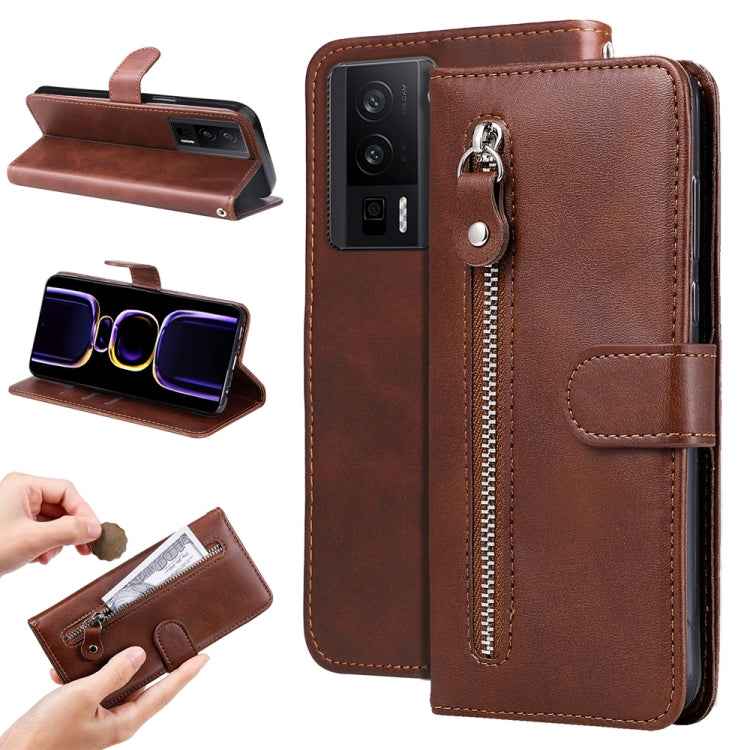 Calf Texture Zipper Leather Phone Case, For Xiaomi Redmi Poco F5, For Xiaomi 13T / Redmi K60 Ultra, For Xiaomi Redmi K60 / K60 Pro, For Xiaomi Redmi Note 12S 4G
