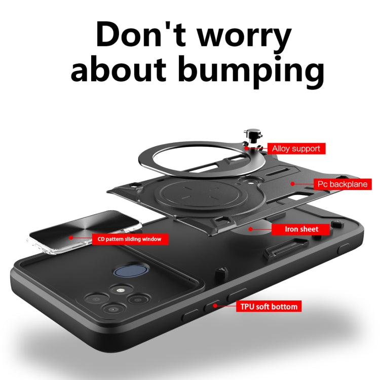 CD Texture Sliding Camshield Magnetic Holder Phone Case, For OPPO A15 / A15s / A35 2021, For OPPO A53 4G, For OPPO A9 2020 / A5 2020 / A11x, For OPPO A79 5G Global