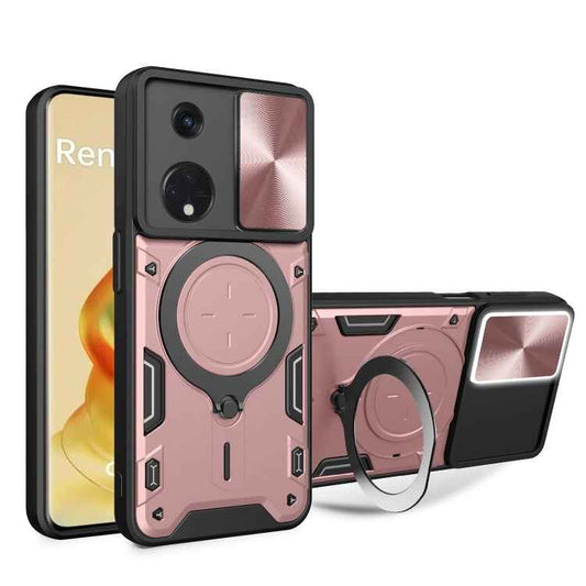CD Texture Sliding Camshield Magnetic Holder Phone Case, For OPPO Reno8 T 5G, For OPPO A17 4G, For OPPO Reno8 Pro 5G, For OPPO Reno8 5G, For OPPO Reno7 4G / F21 Pro 4G, For OPPO Reno7 5G, For OPPO Reno 6 4G, For OPPO A15 / A15s / A35 2021