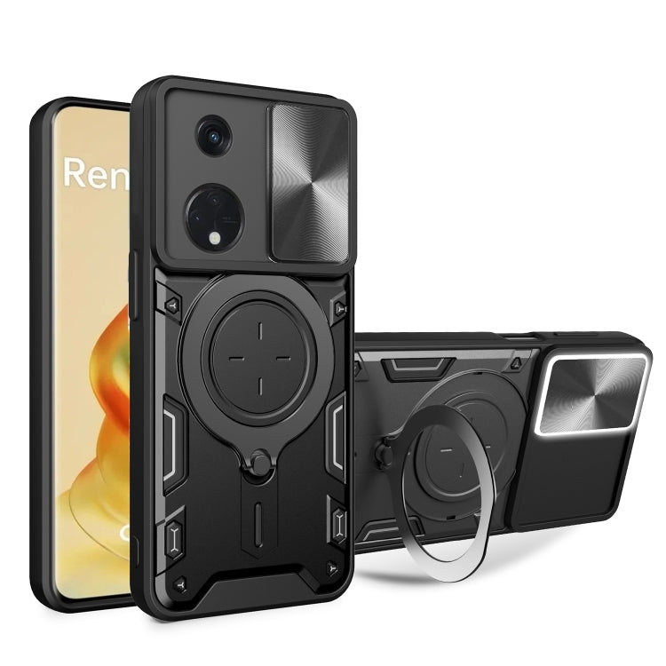 CD Texture Sliding Camshield Magnetic Holder Phone Case, For OPPO Find X8 Pro, For OPPO Reno8 T 5G, For OPPO A17 4G, For OPPO Reno8 Pro 5G, For OPPO Reno8 5G, For OPPO Reno7 4G / F21 Pro 4G, For OPPO Reno7 5G, For OPPO Reno 6 4G