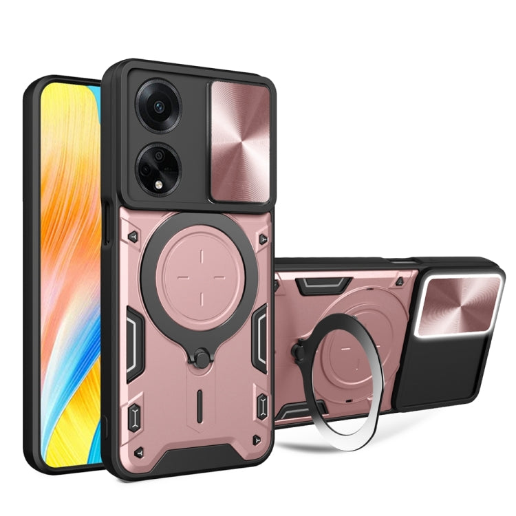 CD Texture Sliding Camshield Magnetic Holder Phone Case, For OPPO Reno11 5G Global, For OPPO Reno11 Pro 5G Global, For OPPO A38 4G Global, For OPPO A58 4G Global, For OPPO Reno10 5G Global, For OPPO A78 4G, For OPPO F23 5G India / A98 5G / A1 5G       ...