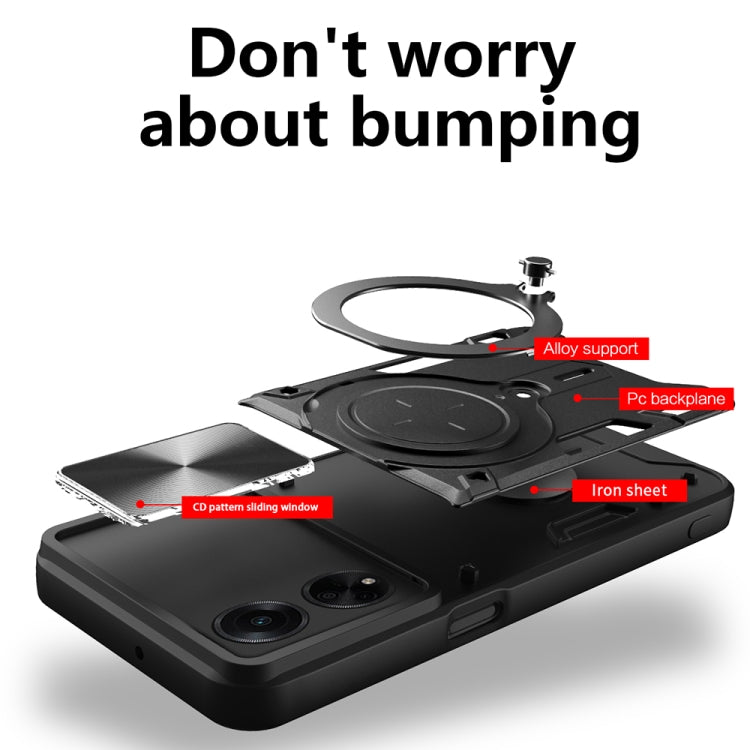CD Texture Sliding Camshield Magnetic Holder Phone Case, For OPPO F23 5G India / A98 5G / A1 5G, For OPPO Find X8 Pro, For OPPO Reno8 T 5G, For OPPO A17 4G, For OPPO Reno8 Pro 5G, For OPPO Reno8 5G, For OPPO Reno7 4G / F21 Pro 4G, For OPPO Reno7 5G